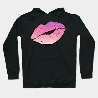 Pastel Pink Ombre Faux Glitter Lips Hoodie